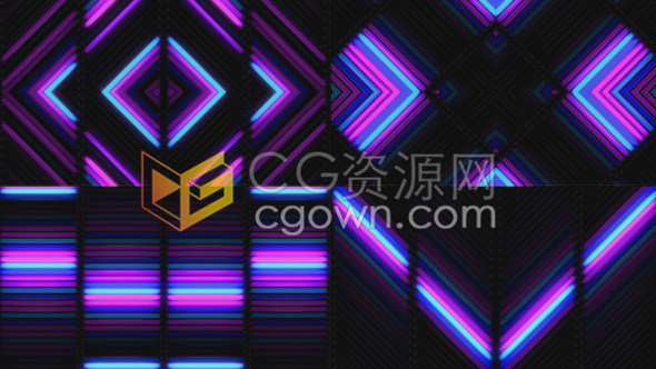 4个循环视频背景投影LED屏幕霓虹灯效果VJ素材视频包下载