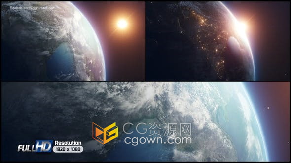 视频素材-太空中地球日出到夜间地球表面变化视频素材下载