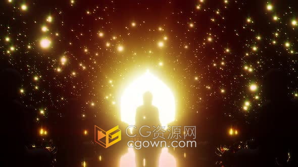 视频素材-佛教宗教佛像发光粒子背景动画VJ视频素材效果