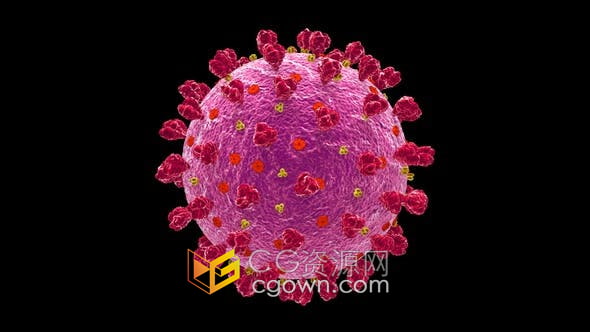 视频素材-Covid-19冠状病毒3D化学细胞动画带Alpha透明通道