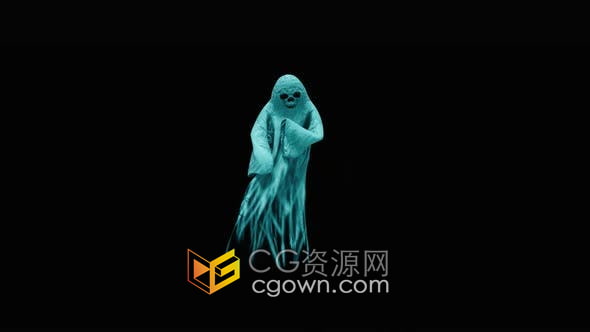 视频素材-鬼万圣节女巫角色跳桑巴舞带Alpha透明通道