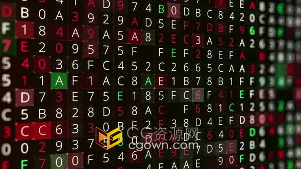 4K视频素材-数字和字母随机闪烁抽象背景动画自动编码程序概念素材