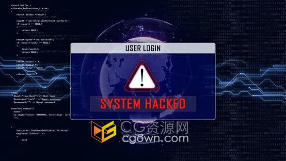 4K视频素材-系统用户登录界面加载栏被黑客黑损坏破解崩溃提示