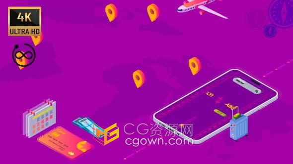 4K视频素材-旅行社旅游广告3D图形动画Travel Agency Advert