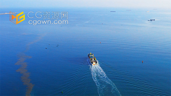 唯美航拍湛蓝大海轮渡出行实拍视频素材