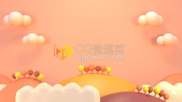 视频素材-3D卡通秋天山地景观背景动画制作儿童电视节目玩具频道童谣视频
