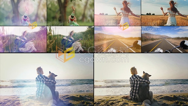 150组镜头漏光耀斑光晕散景炫光与实拍视频叠加光效视频素材下载