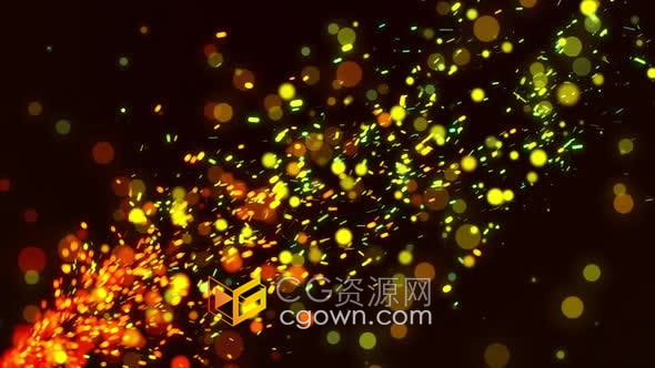 视频素材-飞行金色粒子火火花无缝循环动画背景视频素材