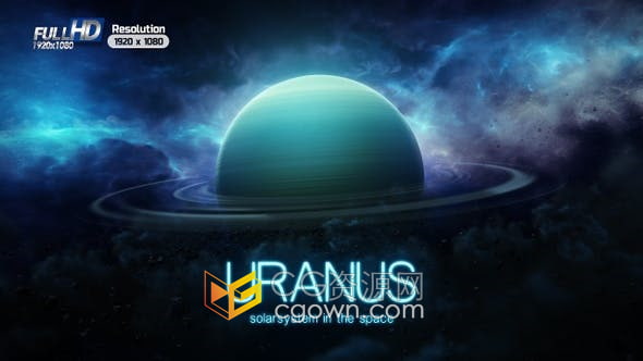 视频素材-在太空天王星飞行天文学动画动态背景素材视频