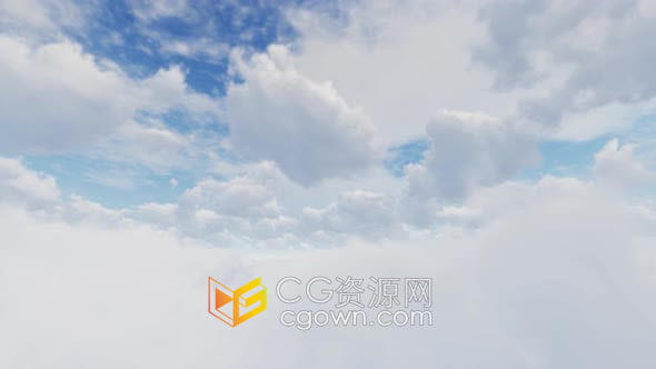 4K视频素材-天空中容积白云飘动效果Clouds