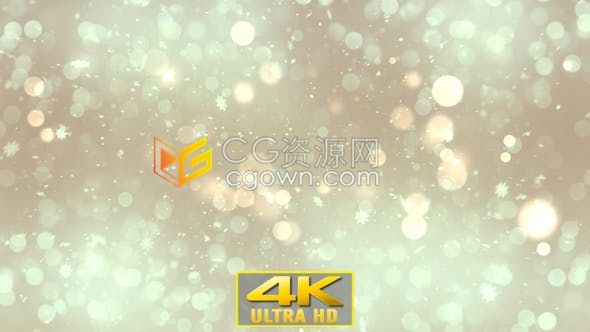 4K温馨美好圣诞节日雪花背景冬季祝福纯洁素雅闪光背景素材下载