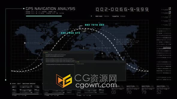 视频素材-未来派全球卫星GPS通信网络宽带互联网连接地图背景素材