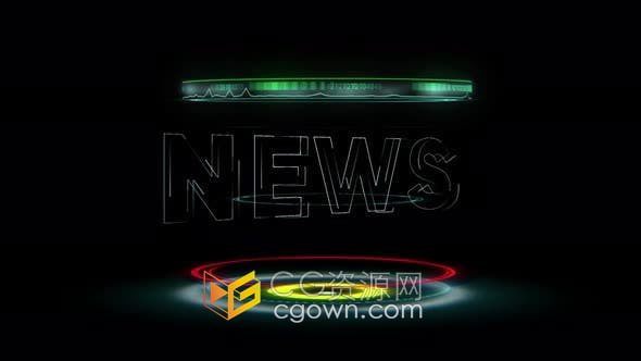 视频素材-HUD全息图未来屏幕技术NEWS文字动画效果