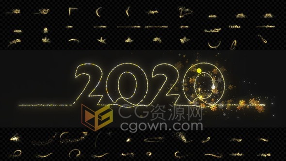 2020年闪耀粒子元素视频新年气氛包括圣诞节主题宣传视频素材下载