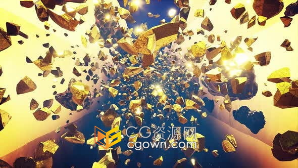 视频素材-发光金色碎片无限循环动画背景VJ素材