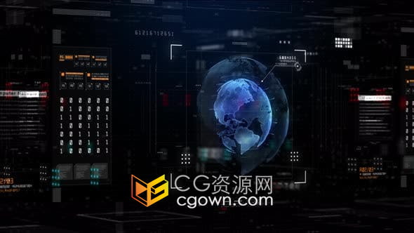 技术网络数据连接数字网络安全HUD未来全球背景4K视频素材