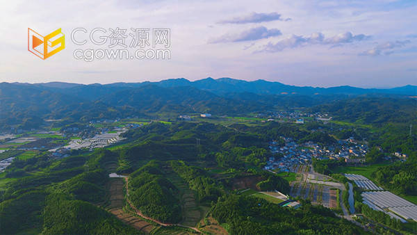 航拍乡村田野风光山区农村自然风光实拍视频素材