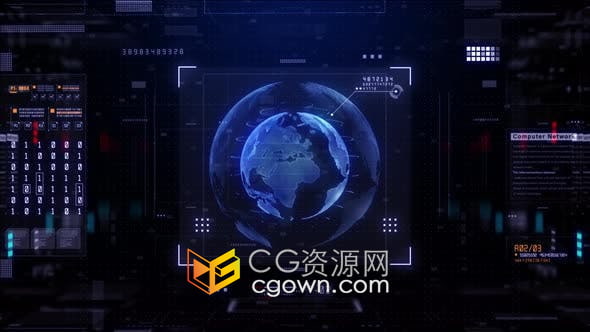HUD全球网络背景网络安全技术网络数字数据连接4K视频素材