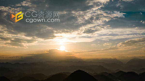 山峰山峦起伏日落剪影意境空镜延时实拍视频素材