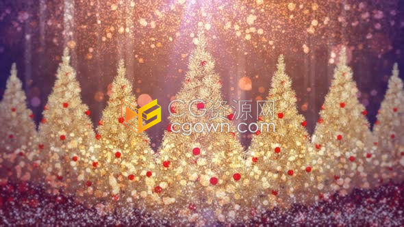 魅力豪华星星波浪发光粒子圣诞晚会活动圣诞树循环背景视频素材下载