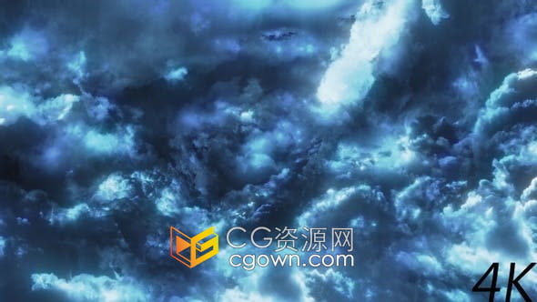 4K分辨率在黑暗云层穿越动画背景视频素材下载