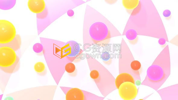 3D五颜六色发光玻璃球三角图案样式背景循环展示视频素材免费下载