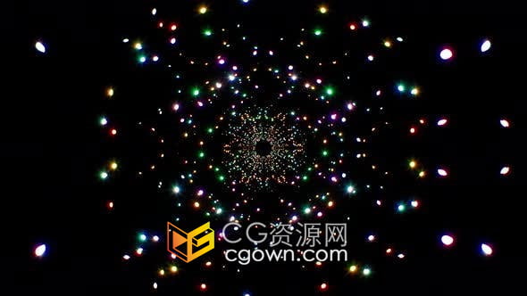 VJ素材五颜六色闪光闪烁粒子隧道背景视频素材4K