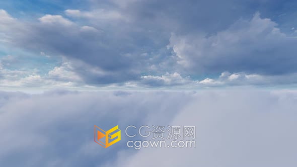 飞越云层穿过体积云循环动画背景视频素材下载