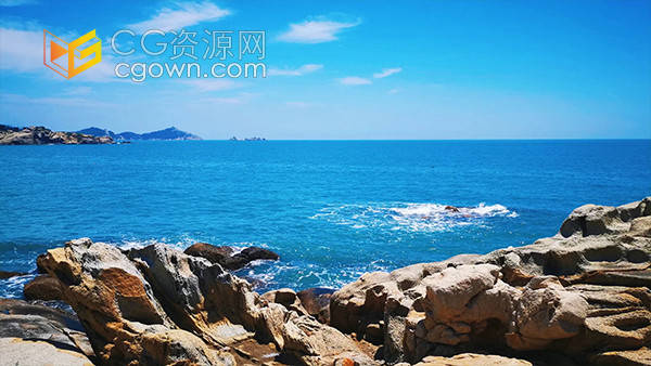 实拍夏天唯美蔚蓝蓝色大海自然风光实拍视频素材