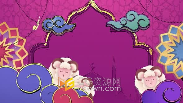 开斋节穆巴拉克庆祝艺术节活动4K背景视频素材下载