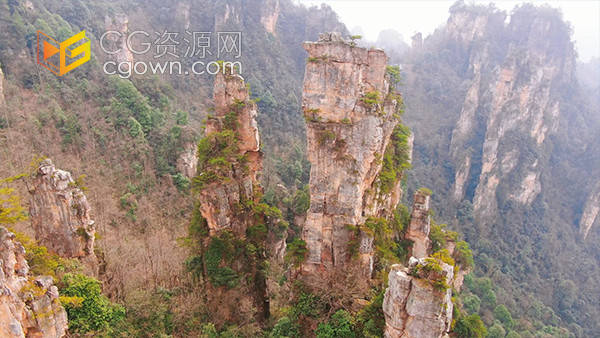 航拍湖南张家界武陵源景区奇山风景实拍视频素材