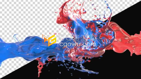 两种光泽感液体碰撞飞溅混合流动用于酒水果汁饮料类视频素材