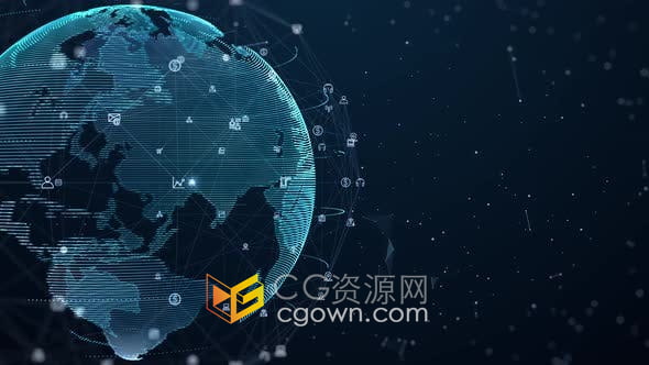 4K视频素材数字数据网络连接全球互联网安全背景动画