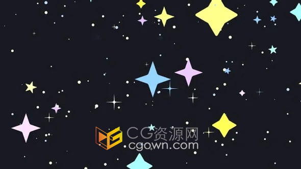 卡通五颜六色金光闪闪的星星划过天空穿越星辰视频素材