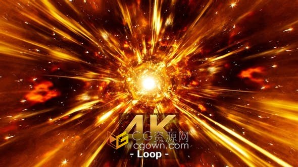 抽象爆炸火隧道背景动画4K循环能量风暴燃烧火旋视频素材