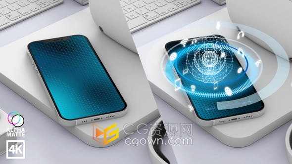 视频素材-4K高科技设备桌面手机屏幕显示应用程序VR画面动态图形