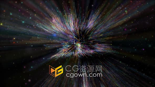 视频素材-七彩粒子条纹爆裂vj循环隧道背景动画