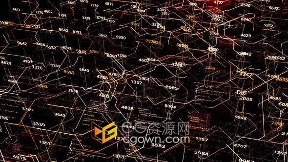 视频素材-新网络技术大数据分析与数字计算全息图CPU电路板动画背景