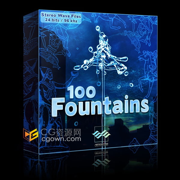 100个高质量喷泉立体声喷水池人工瀑布源泉涌流喷泉水流声美化现代音景