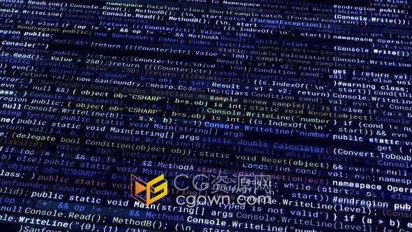 视频素材-人工智能计算机科学概念抽象多彩闪烁编程代码背景动画