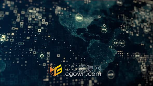 视频素材-数字地图全球网络系统数据信息技术背景