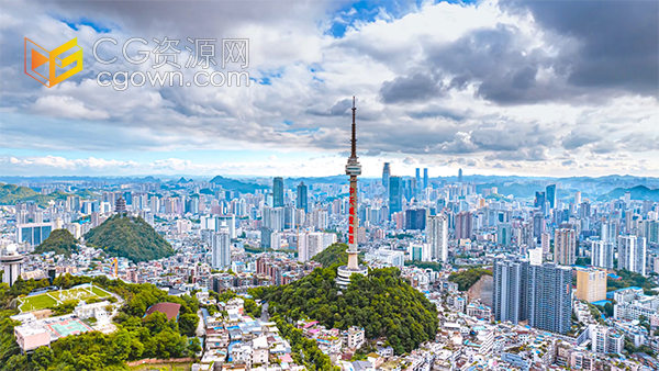 大气航拍延时贵阳主城区云端之下实拍视频素材