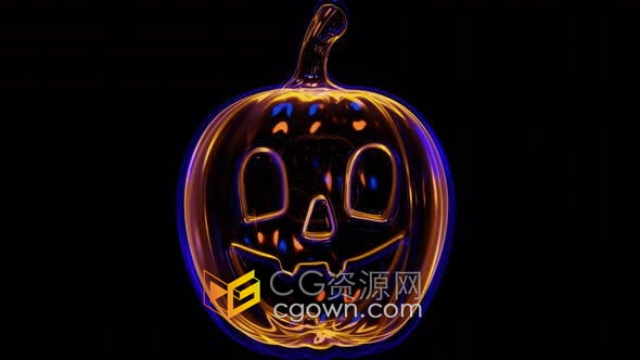 视频素材-4K万圣节恶搞霓虹灯南瓜装饰元素动画免费下载