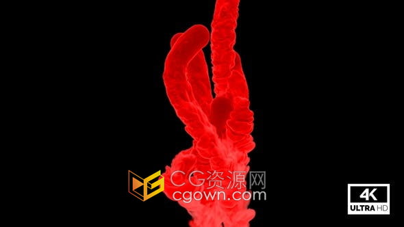 视频素材-4K带阿尔法通道红色烟雾向上轨迹运动视觉特效元素