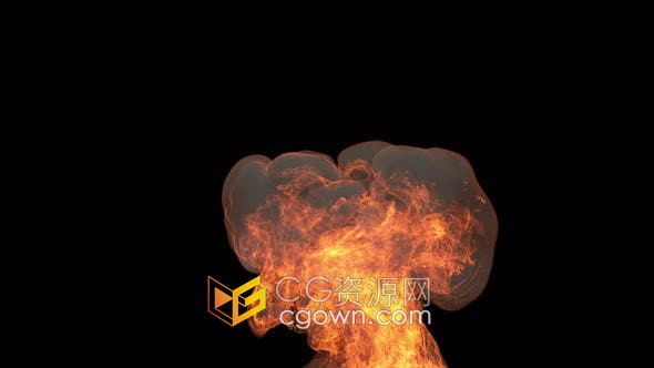 视频素材-带alpha 通道湍流火焰熊熊燃烧上升和消散特效动画