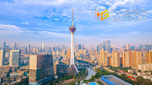 震撼航拍延时成都CBD地标城市全景实拍视频