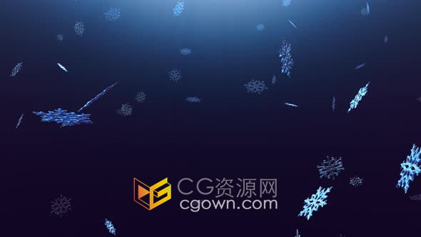 视频素材-蓝色背景飘扬着大片雪花美丽圣诞新年背景装饰动画