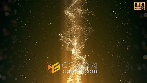 视频素材-8K虚拟波浪状能量金光粒子背景LED屏幕投影晚会背景