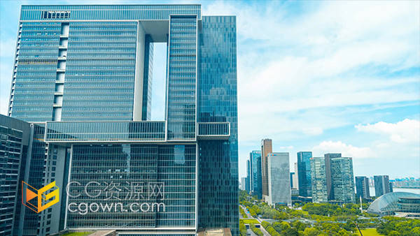 延时杭州CBD高德置地广场蓝天白云实拍视频