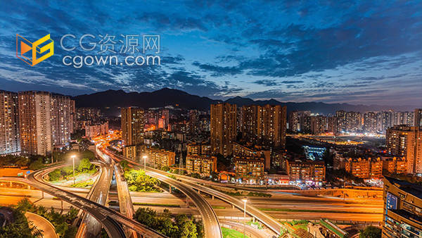 重庆内环高速路密集车流交通夜景延时实拍视频